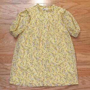 Zara, Button Front Ruffle Dress w/ White Flowers, Size 13/14 (EUC)